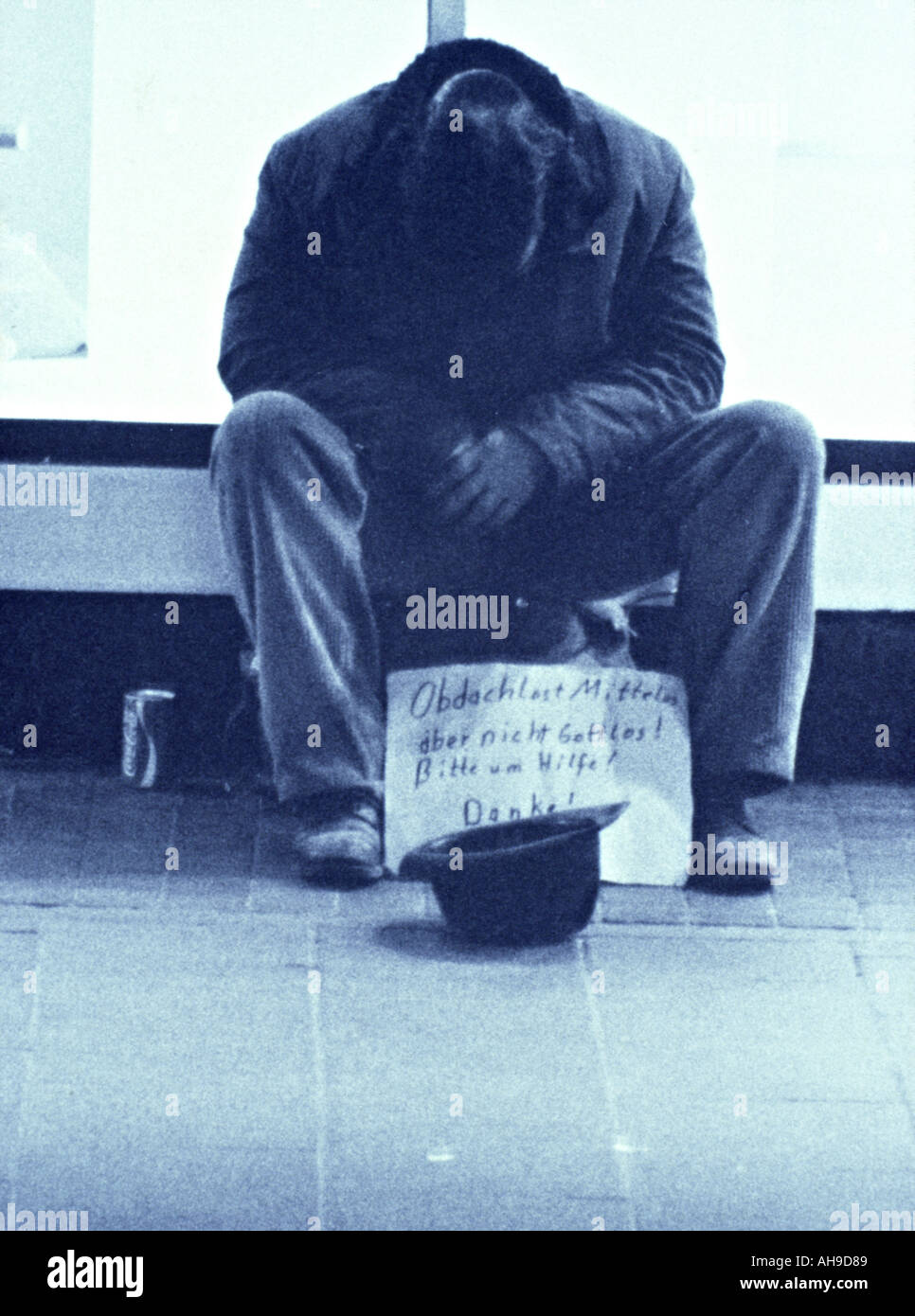 homeless person asking for help Stock Photo
