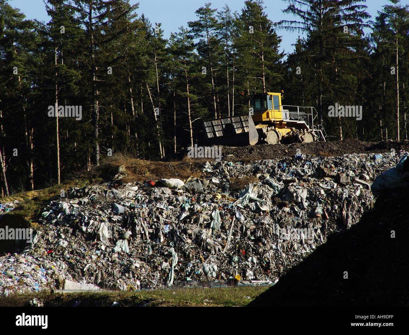 Impressions of a recycling of waste plant and a garbage depot Stock