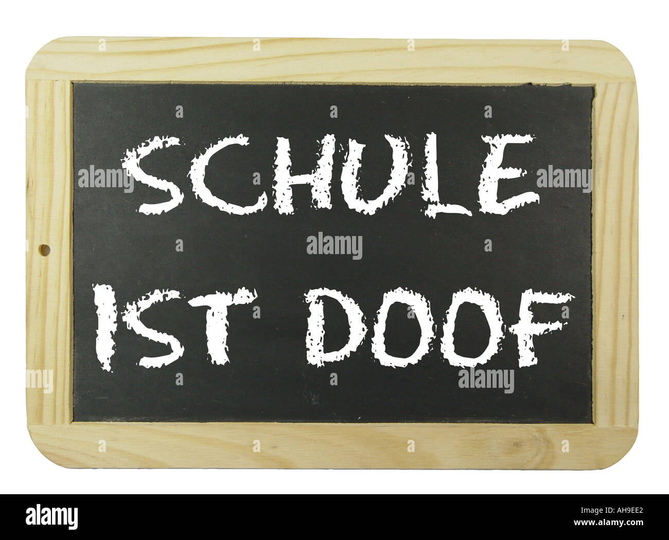 Chalk board with the label school is stupid Symbol for school learning and instruction Stock Photo