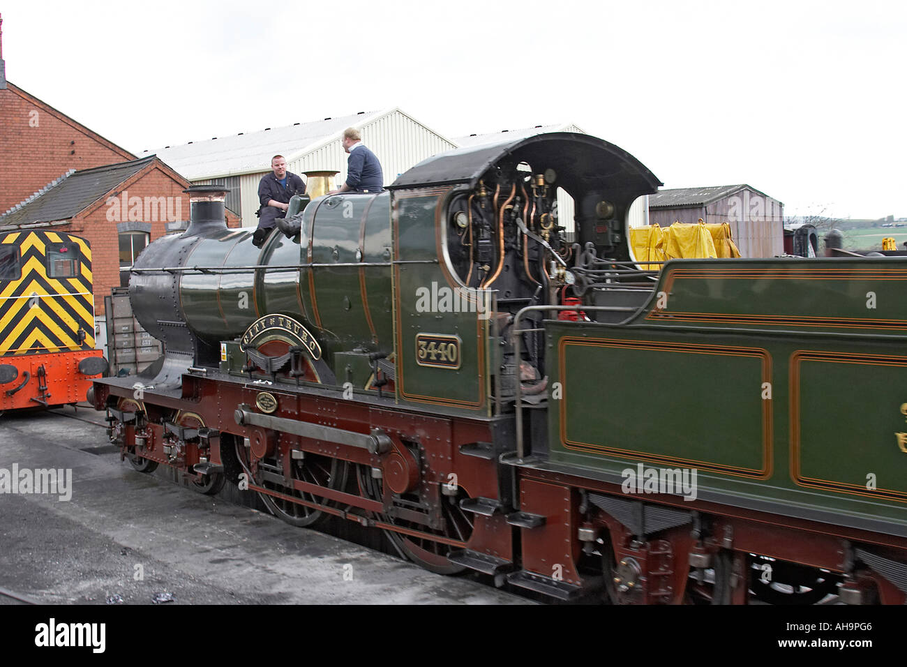 Steam Engine 3440 City of Truro being polished at Toddington Station on ...