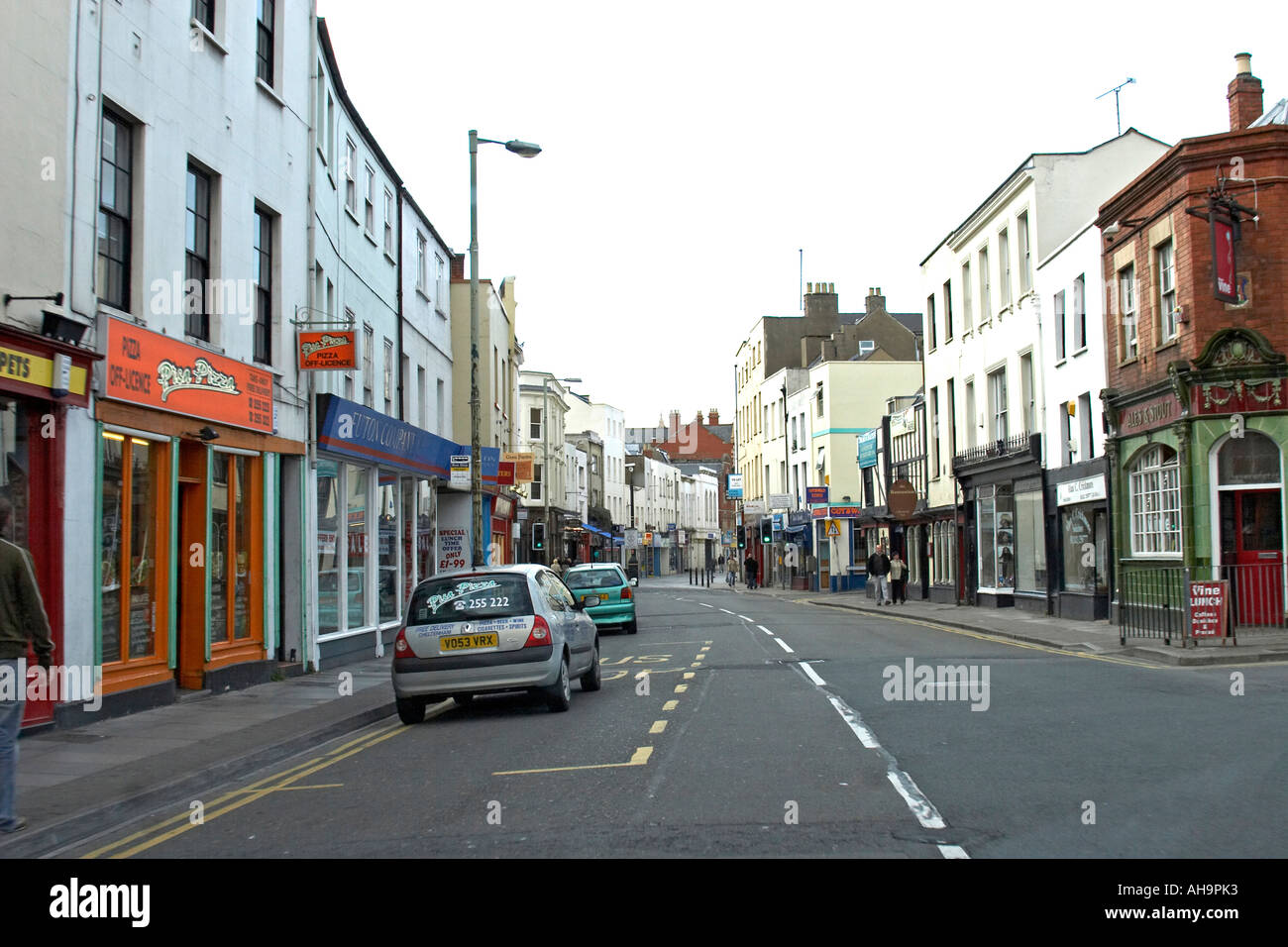 Shopping street in centre of historic Cotswold town of