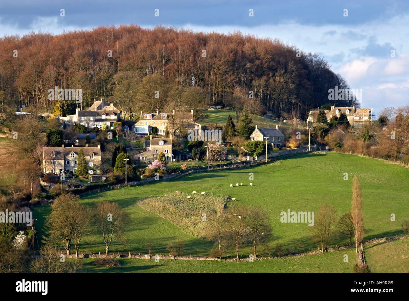 Cotswold hills stone houses in countryside village of Brimscombe Gloucestershire England UK Stock Photo