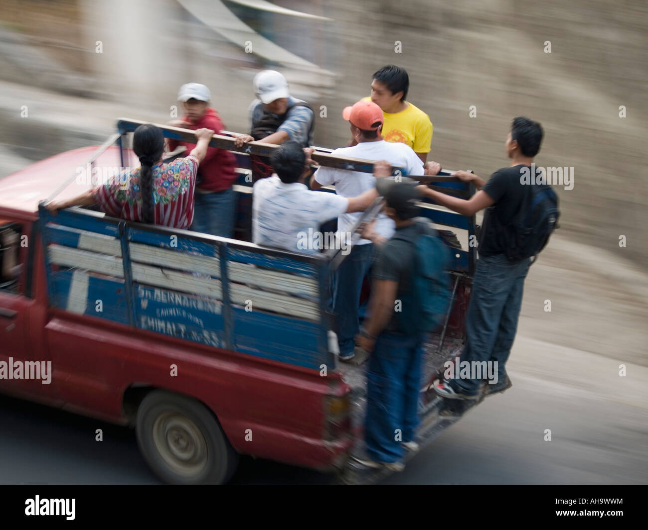 Locals traveling in the back of pickup trucks Stock Photo Alamy