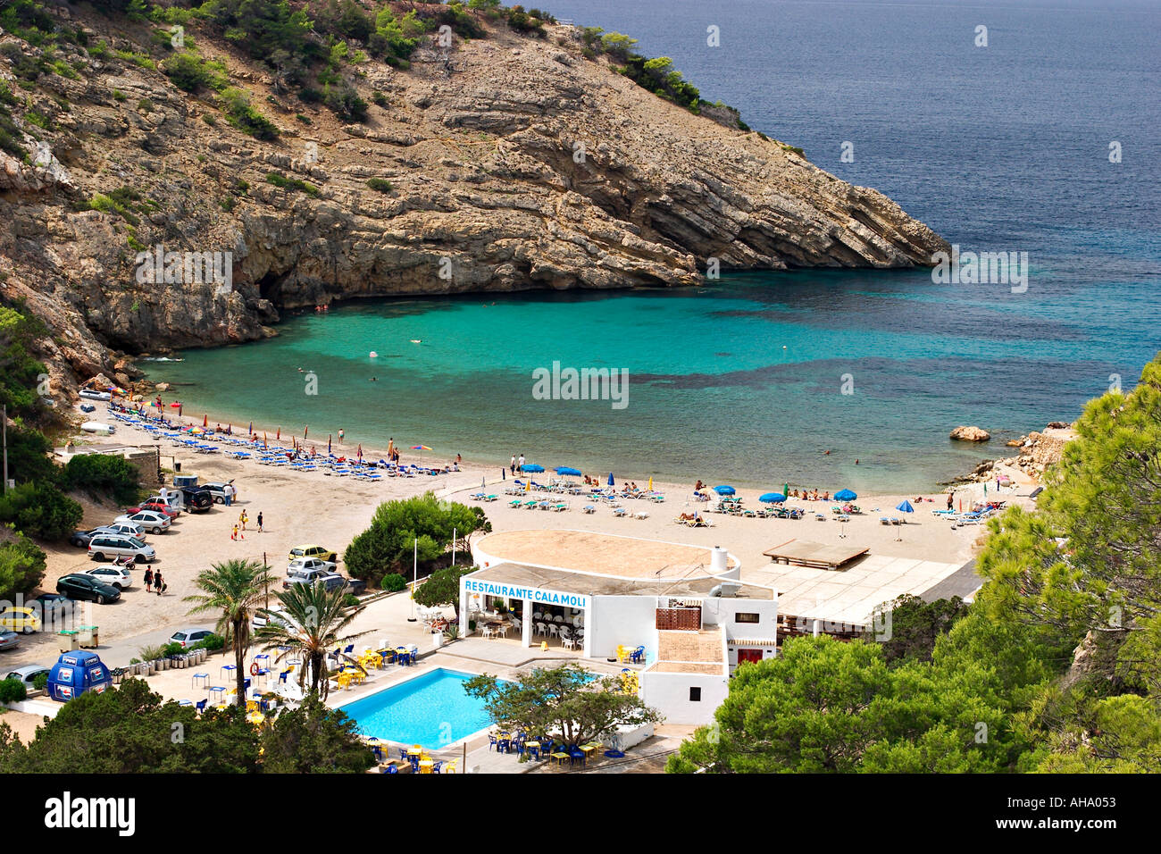 Cala Molí in the west of Ibiza Stock Photo