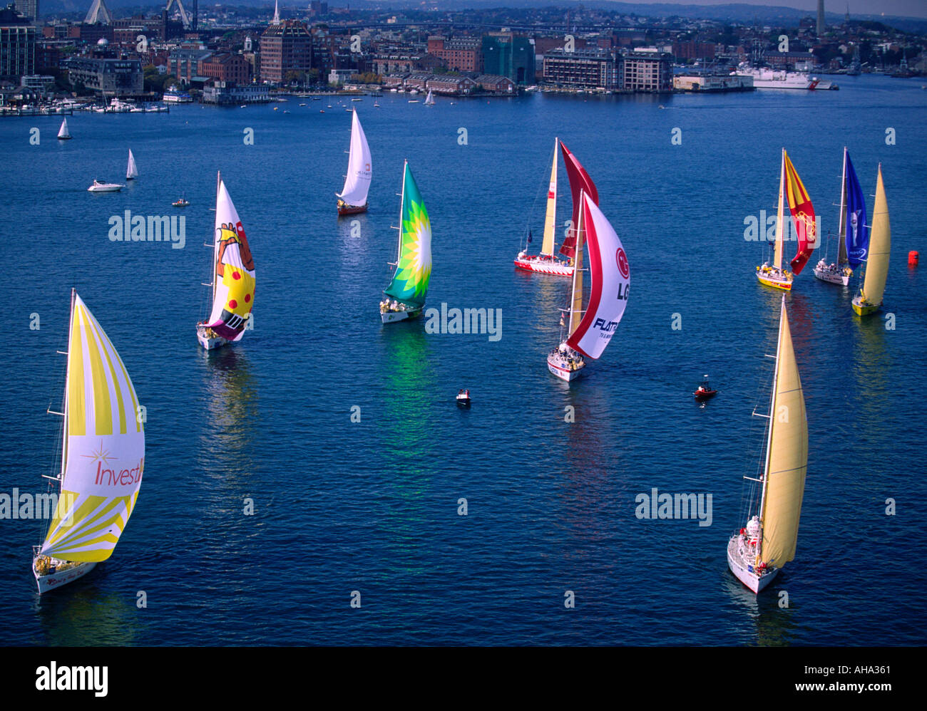 Sail boats Boston Harbor Stock Photo