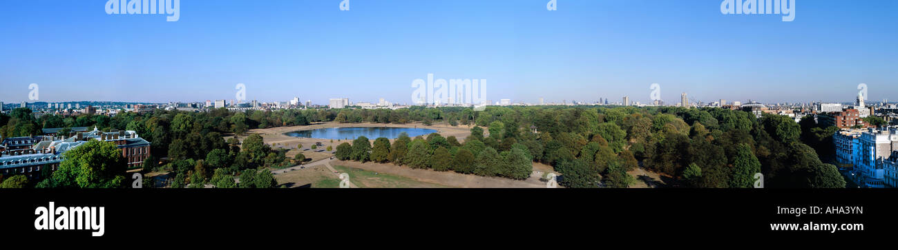 Panoramic view of the London skyline taken from Hyde Park, England ...