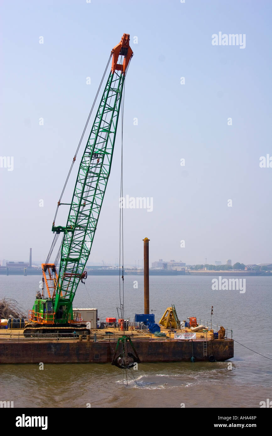 THE RIVER MERSEY, A DREDGER, Stock Photo