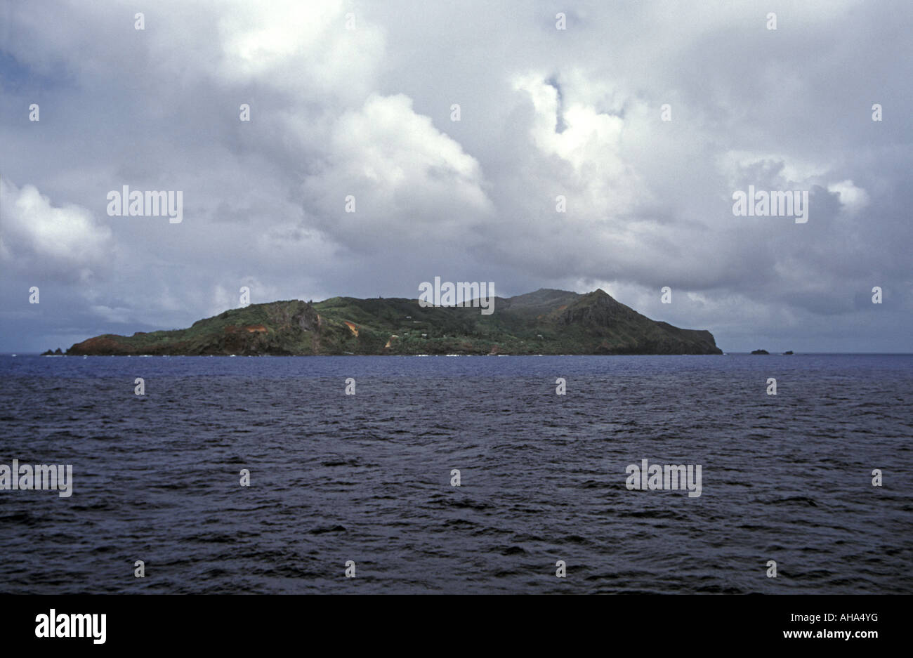 Pitcairn island showing Adamstown settlement and Bounty Bay South Pacific Ocean, UK territory Stock Photo