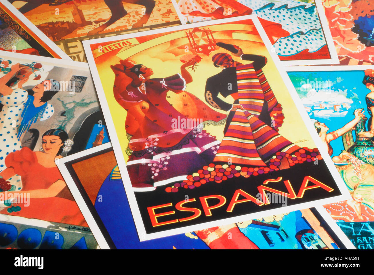 Spain Postcard of poster advertising Spain Stock Photo