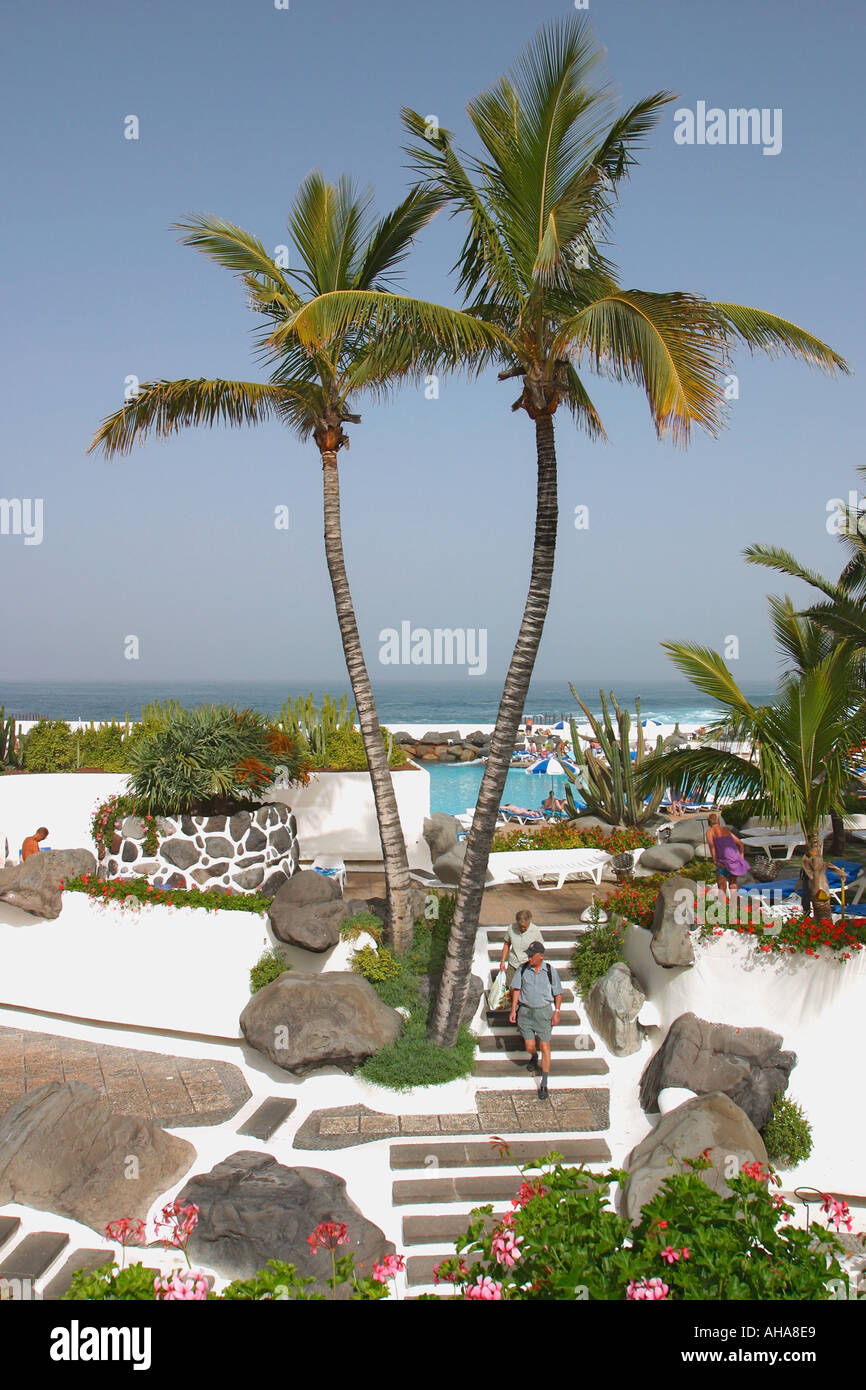 Lago Martianez,  Puerto de la Cruz,  Tenerife,  Canary Islands,  Spain. Stock Photo