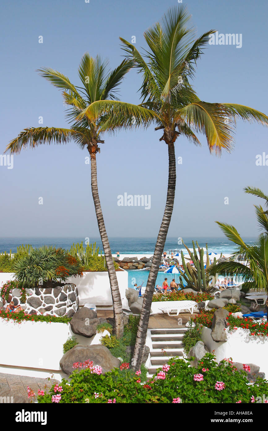 Lago Martianez,  Puerto de la Cruz,  Tenerife,  Canary Islands,  Spain. Stock Photo