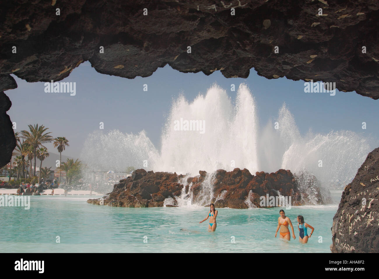Lago Martianez,  Puerto de la Cruz,  Tenerife,  Canary Islands,  Spain. Stock Photo