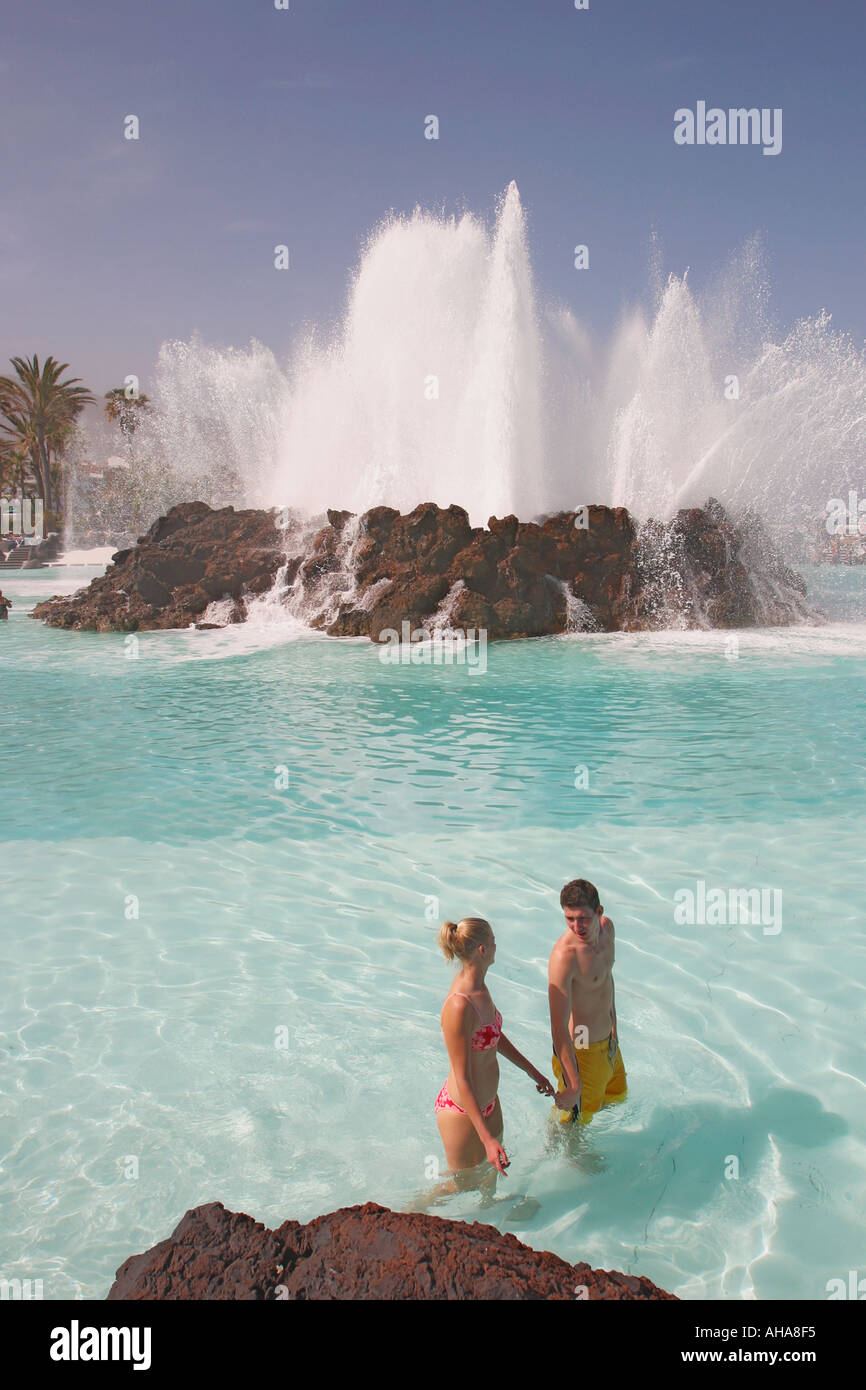 Lago Martianez,  Puerto de la Cruz,  Tenerife,  Canary Islands,  Spain. Stock Photo