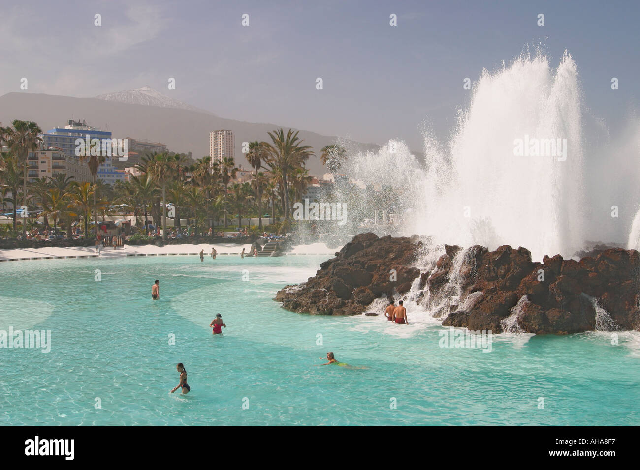 Lago Martianez,  Puerto de la Cruz,  Tenerife,  Canary Islands,  Spain. Stock Photo