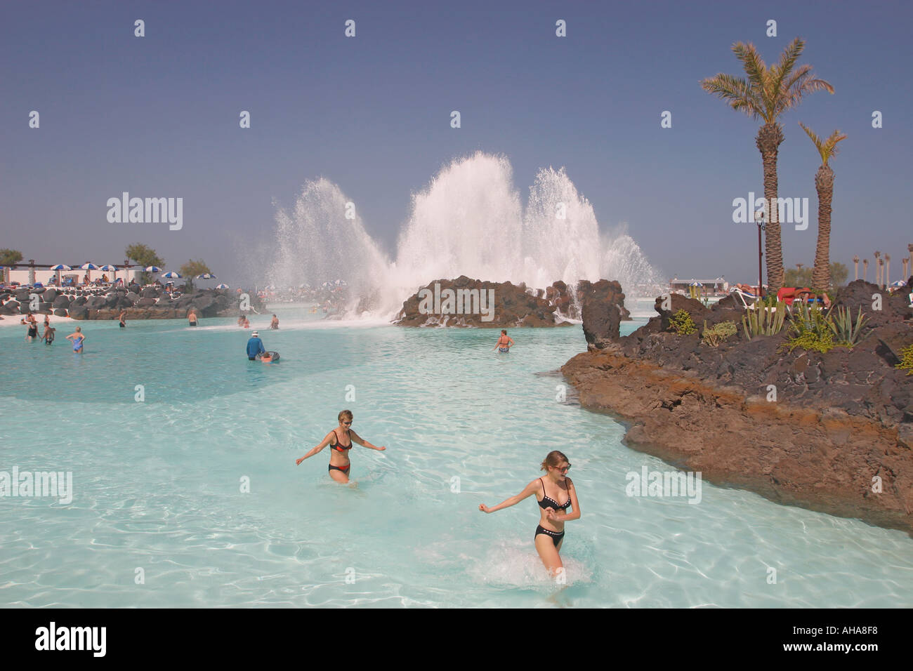 Lago Martianez,  Puerto de la Cruz,  Tenerife,  Canary Islands,  Spain. Stock Photo