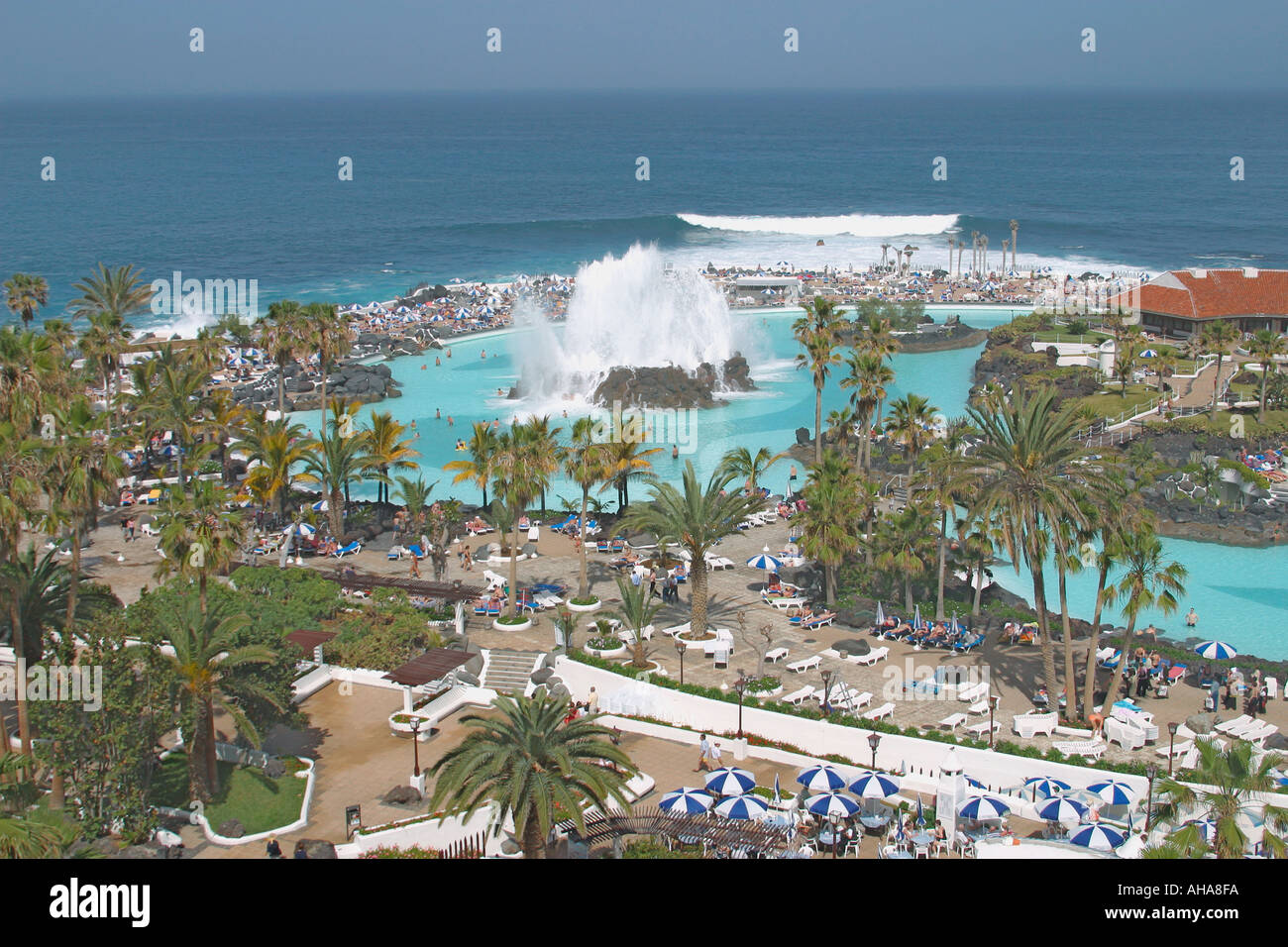 Lago Martianez,  Puerto de la Cruz,  Tenerife,  Canary Islands,  Spain. Stock Photo