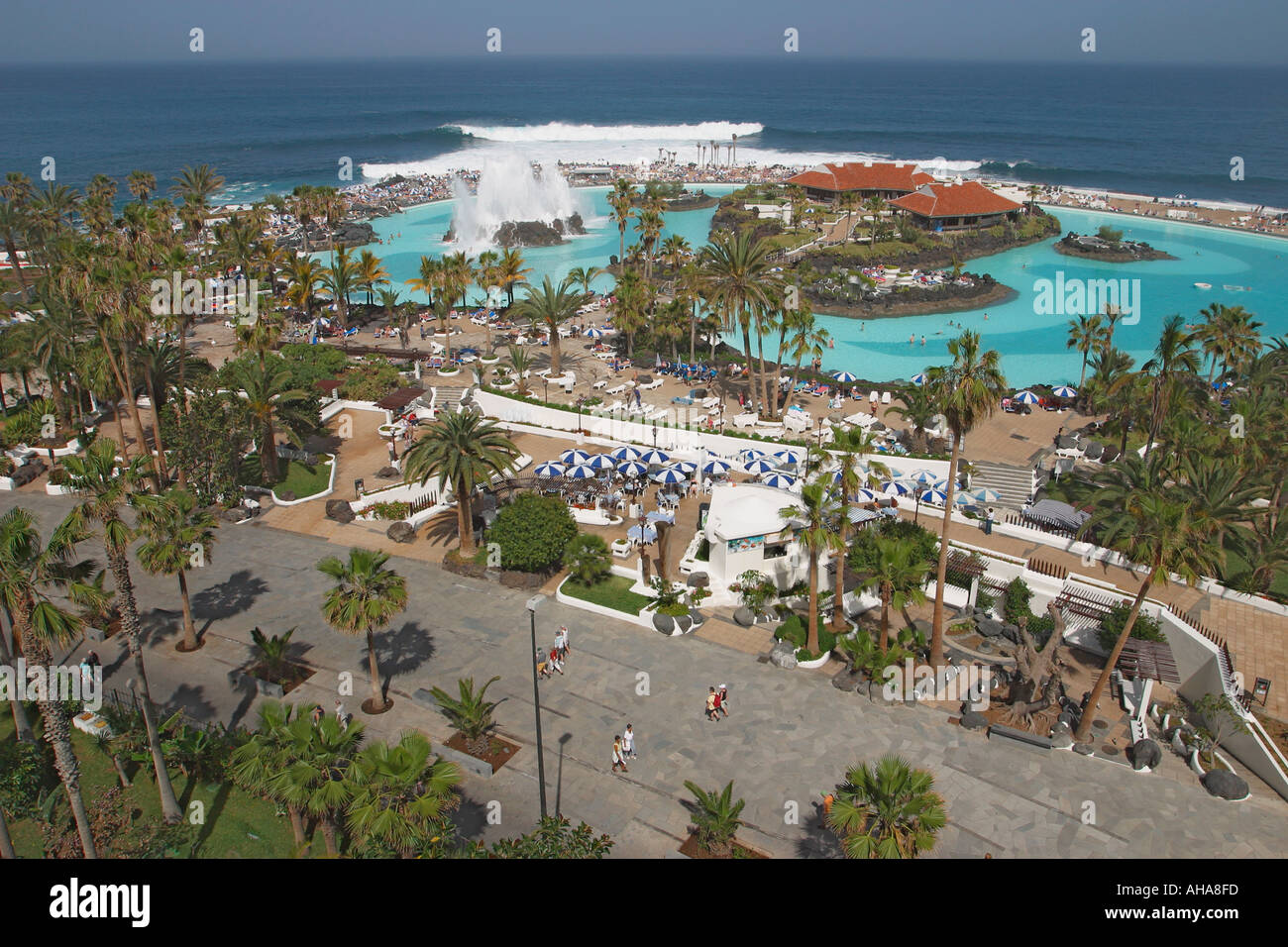 Lago Martianez,  Puerto de la Cruz,  Tenerife,  Canary Islands,  Spain. Stock Photo