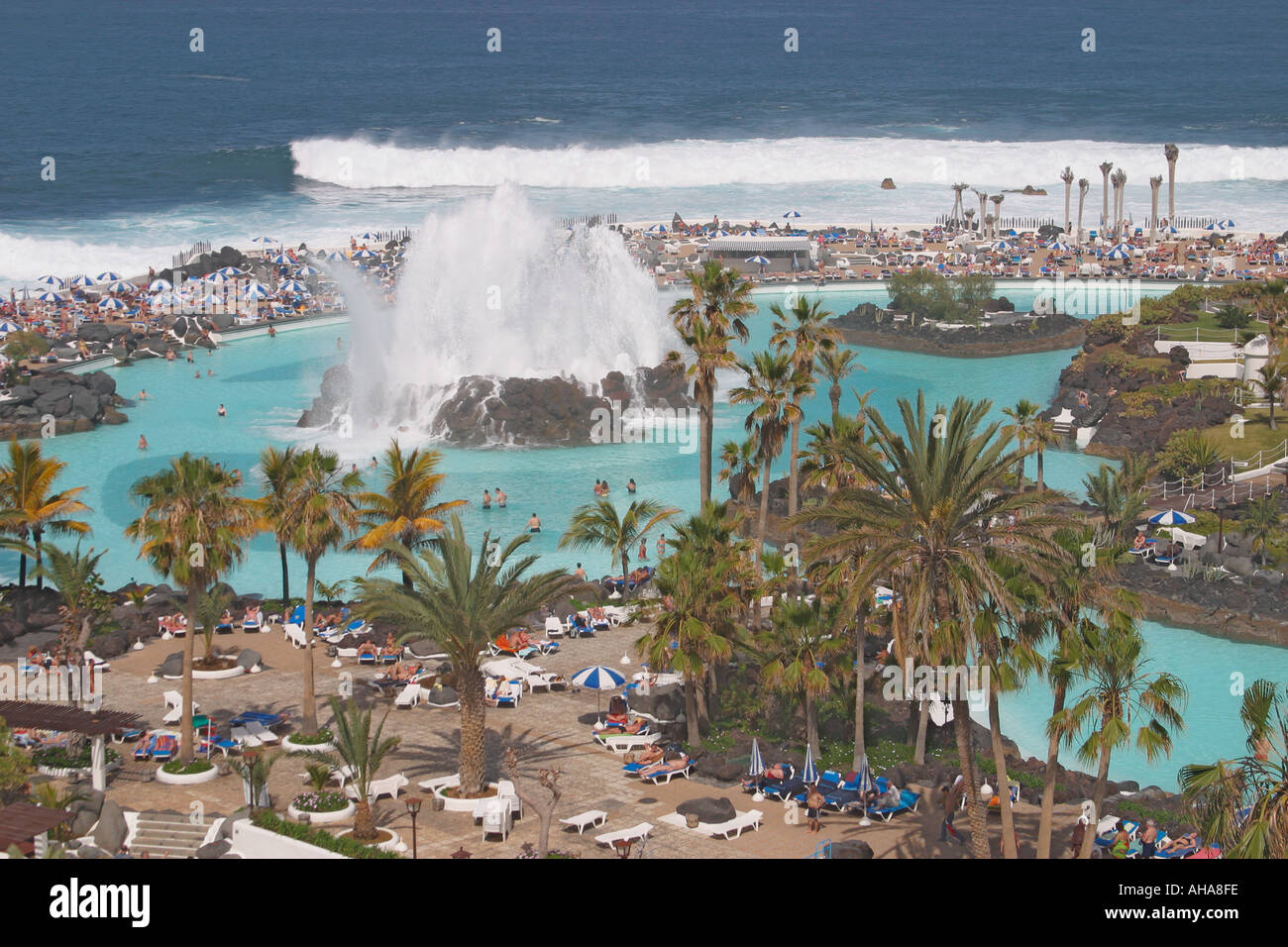 Lago Martianez,  Puerto de la Cruz,  Tenerife,  Canary Islands,  Spain. Stock Photo