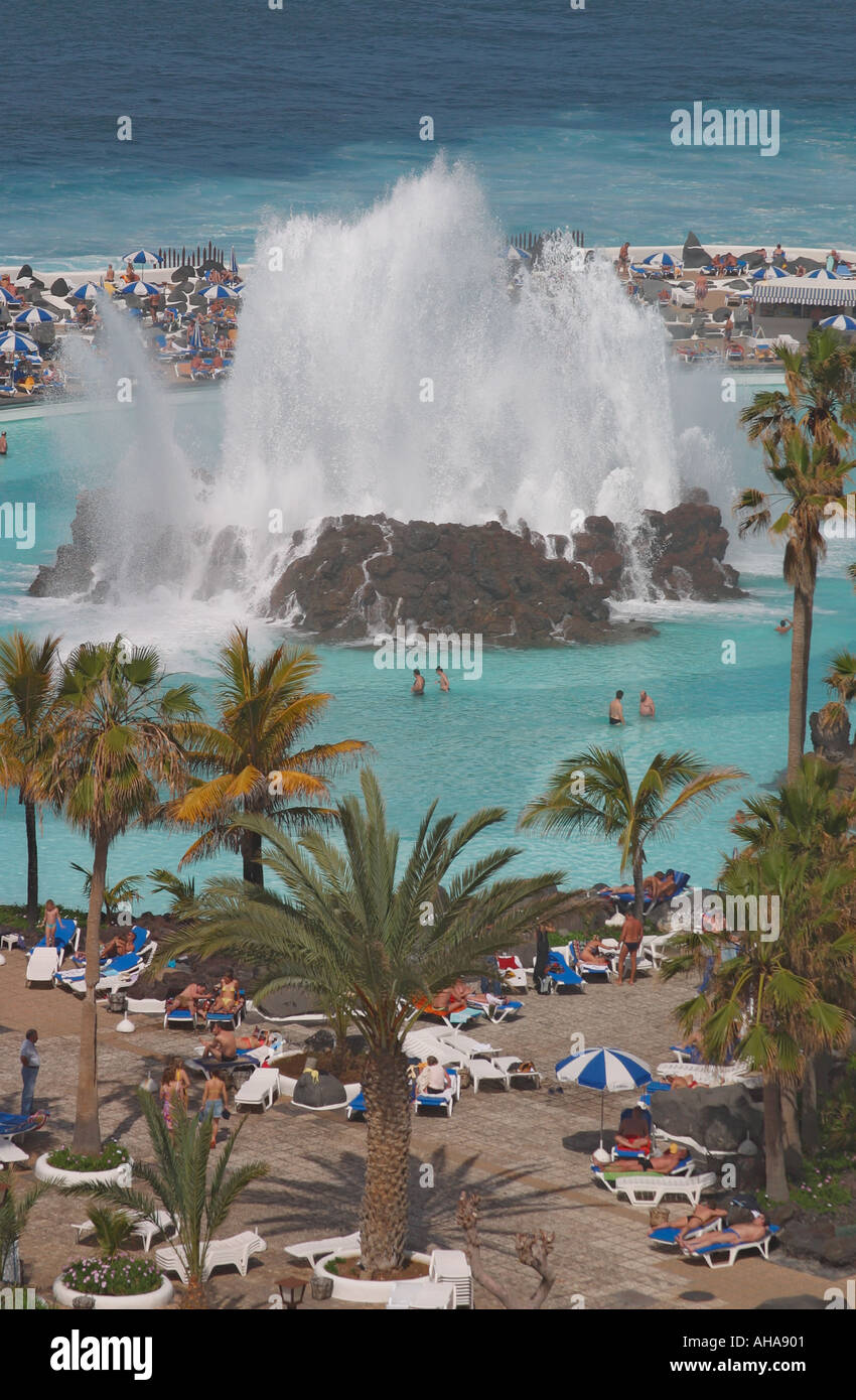 Lago Martianez,  Puerto de la Cruz,  Tenerife,  Canary Islands,  Spain. Stock Photo