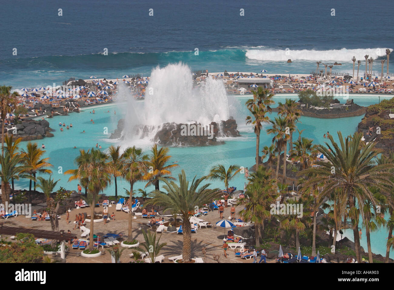 Lago Martianez,  Puerto de la Cruz,  Tenerife,  Canary Islands,  Spain. Stock Photo