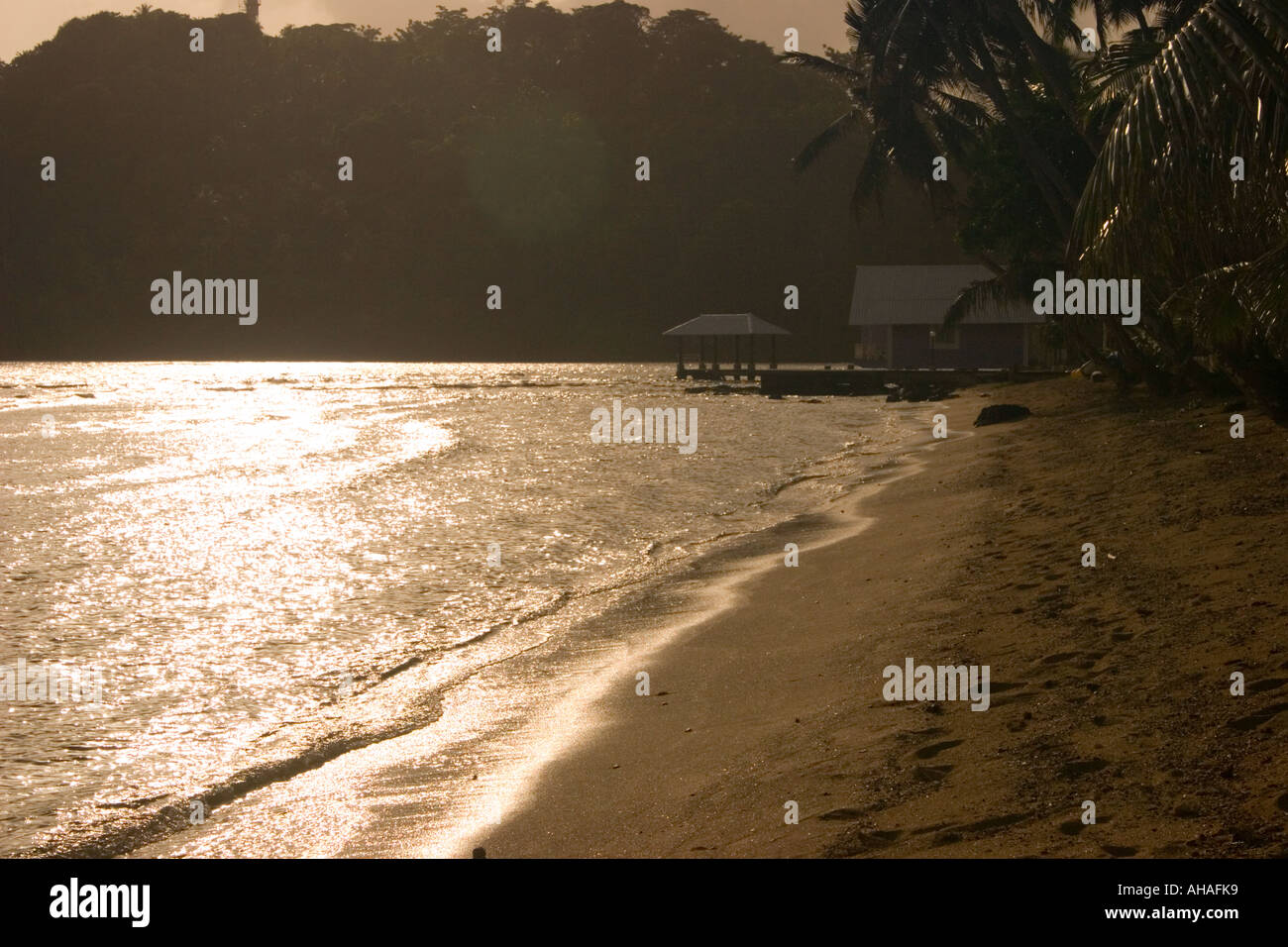 Dawn at Isla Grande Colon Panama Central America Stock Photo