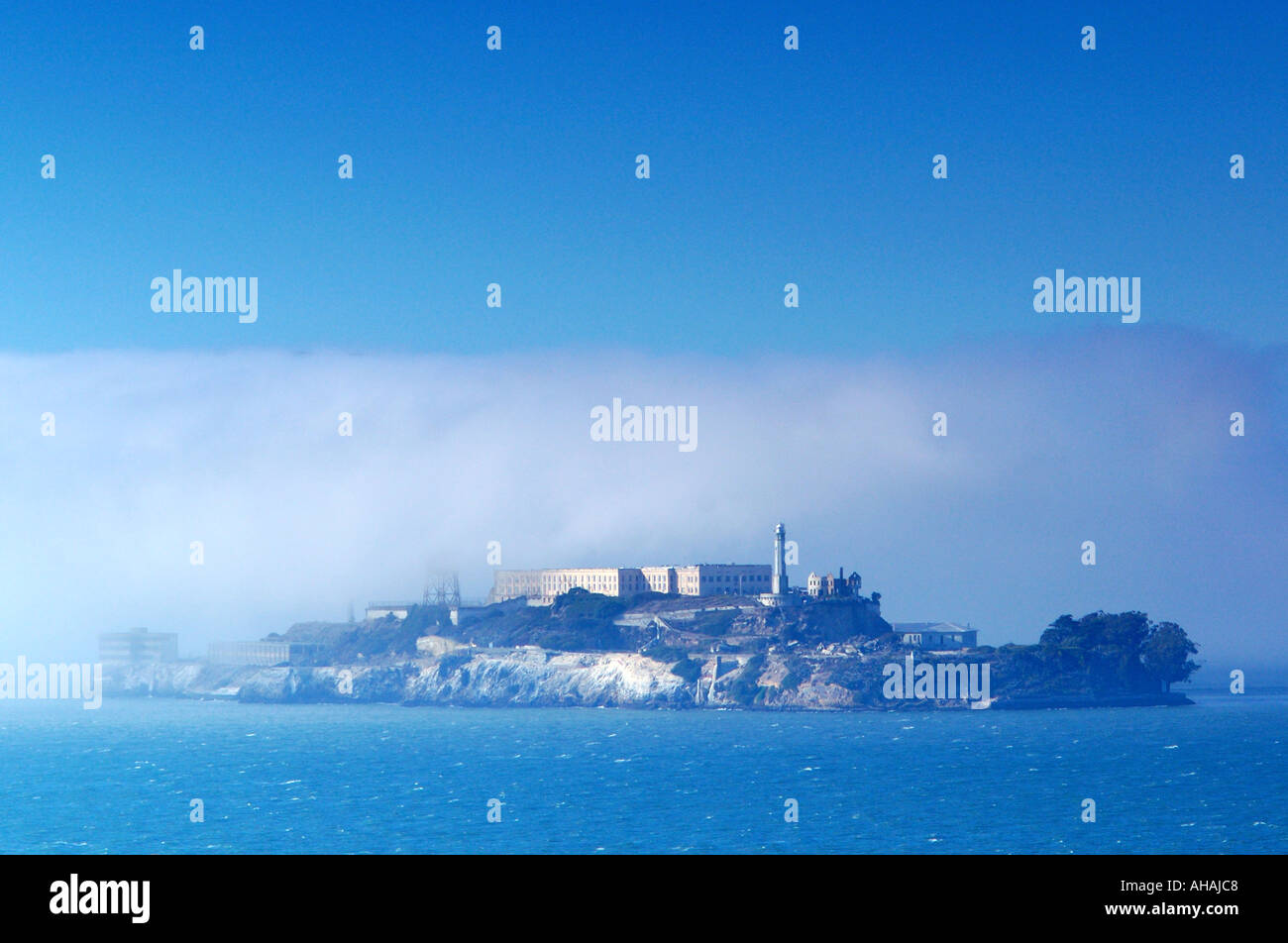 Alcatraz Island Prison about to become shrouded in fog Stock Photo