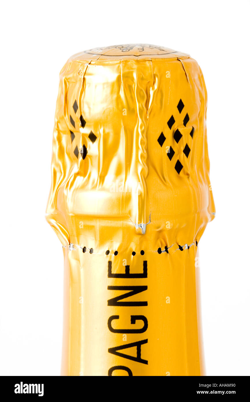 Sealed champagne bottle top Stock Photo