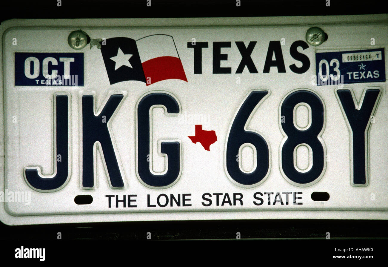 USA Texas Houston Texas car number plate Lone Star State Stock Photo