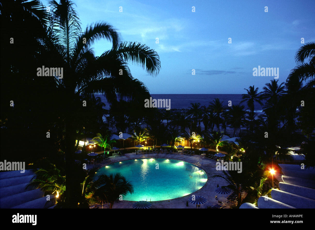 Venezuela Macuto Sheraton Hotel swimming pool at night Stock Photo