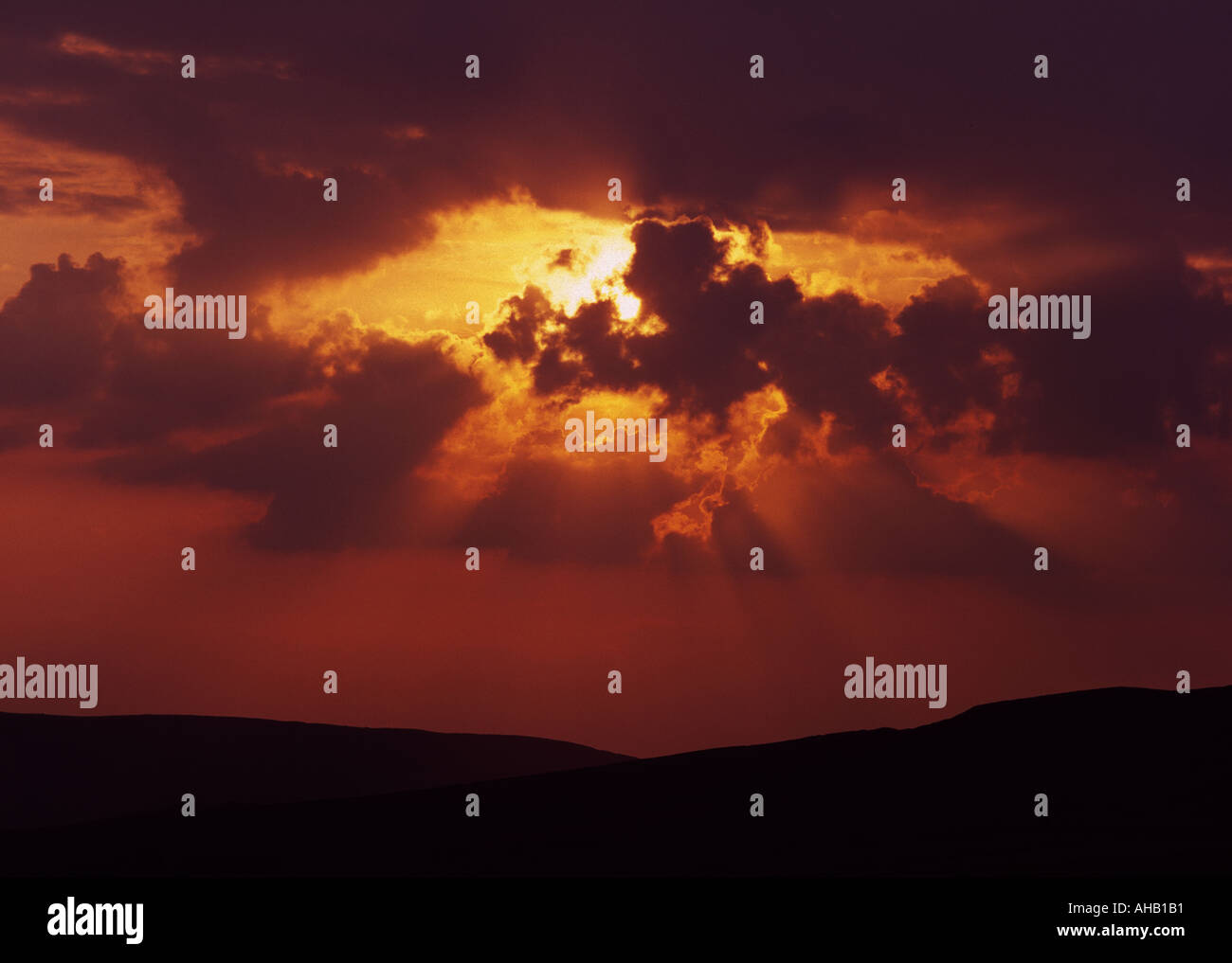 Sunset with clouds Stock Photo - Alamy