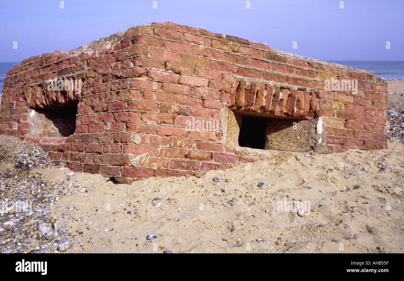 pillbox under eroded cliffs Norfolk Stock Photo Alamy