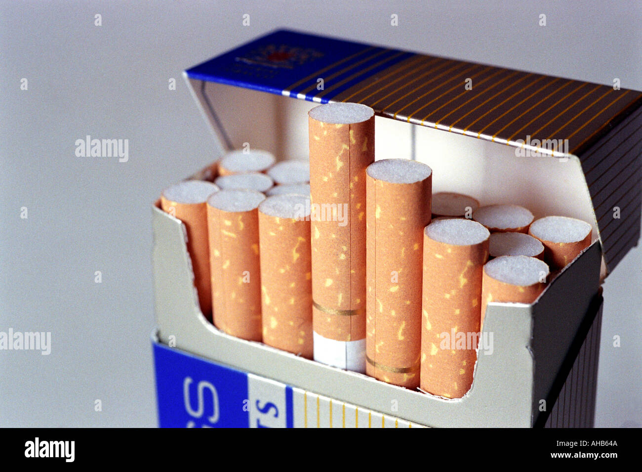 Close up of cigarettes in a packet Stock Photo