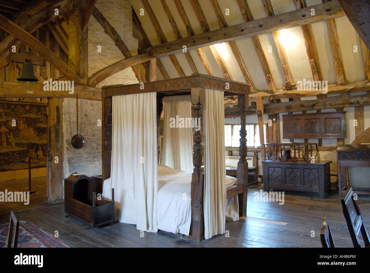 Bedroom in Anne of Cleves House, Lewes, East Sussex, England, United Kingdom Stock Photo