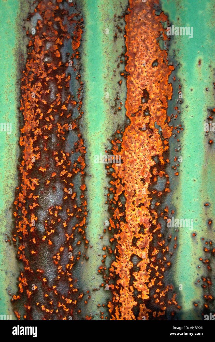 Close up of corroding corrugated iron Stock Photo