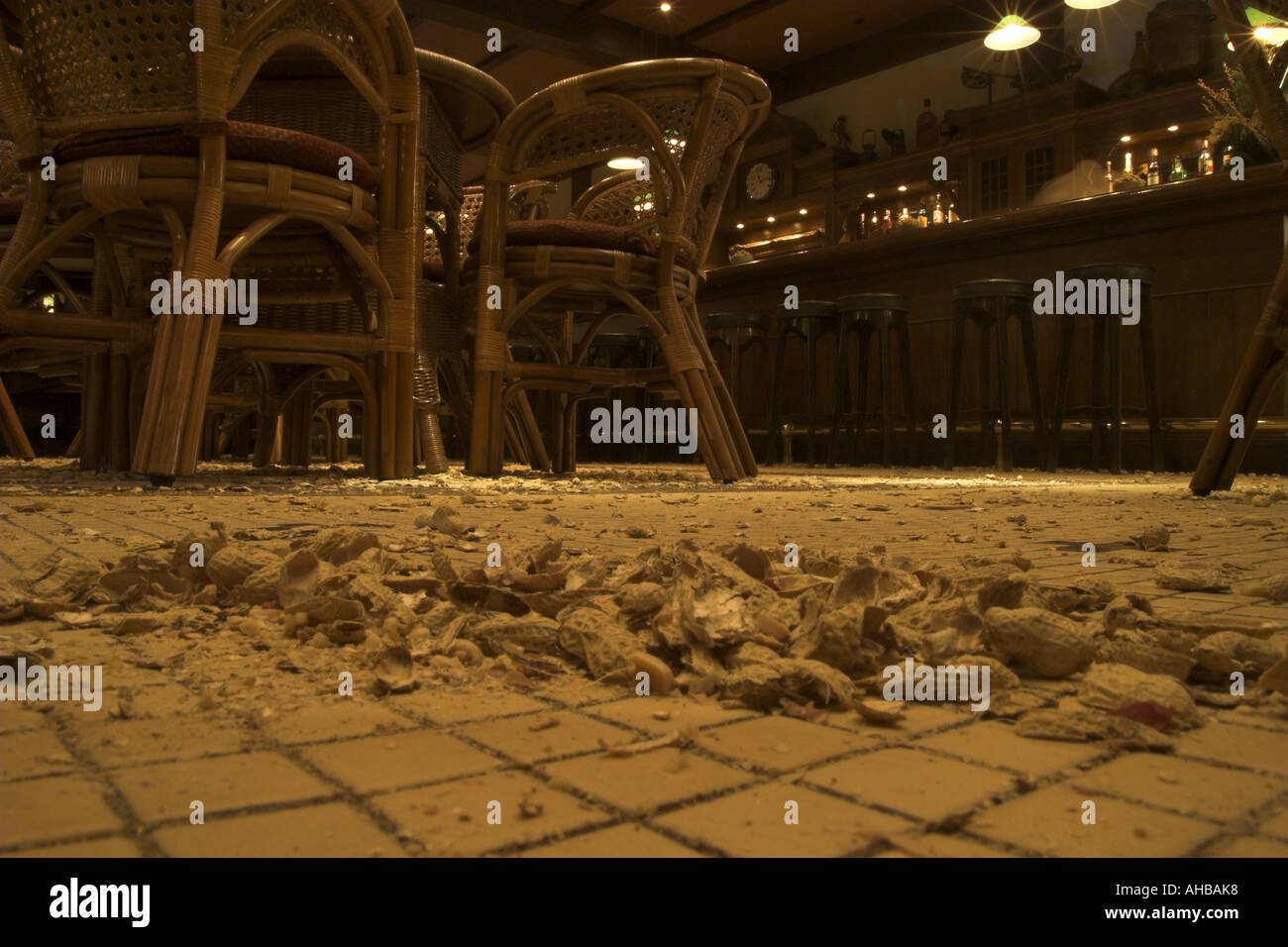 Peanut shells are scattered all over the floor in The Long Bar, Raffles