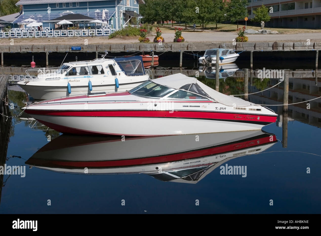 motorboats in harbour Stock Photo