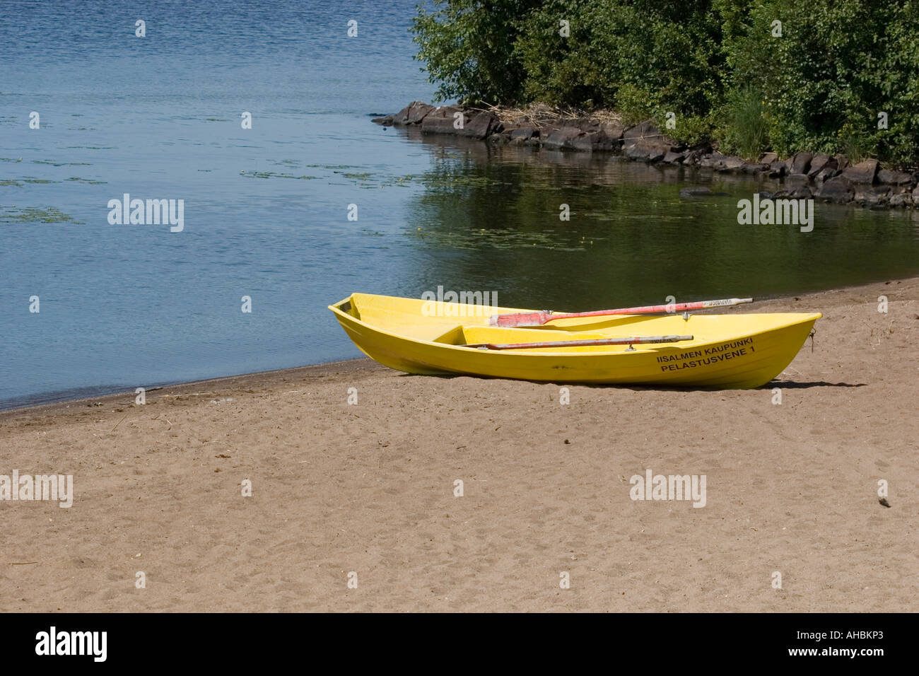 life-boat on the shoreline Stock Photo