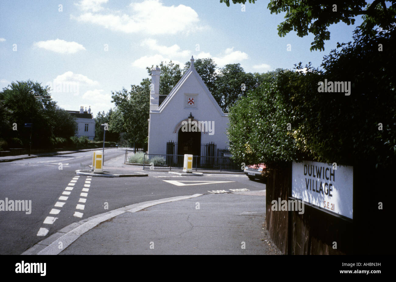 Dulwich Village on a sunny day showing the Grade II listed Old Grammar School, south east London, England, UK Stock Photo