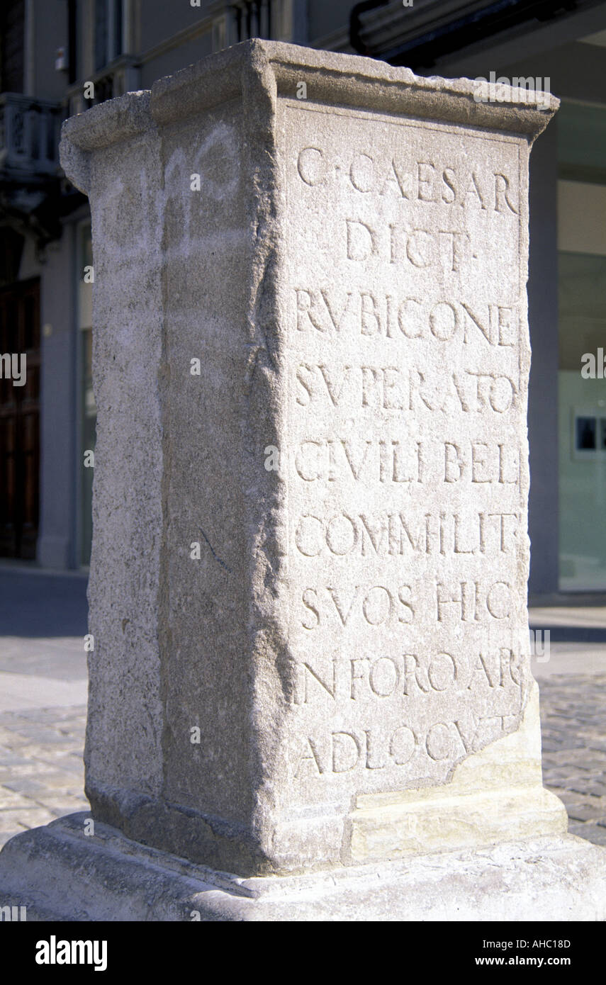 Julius Caesar s column Rimini Emilia Romagna Italy Stock Photo