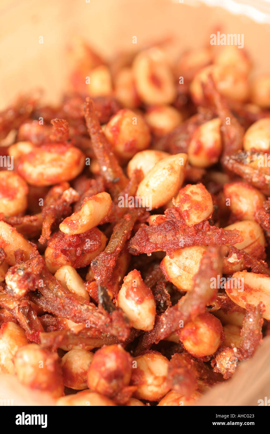 dried fish and peanuts with chili a classic Chinese appetizer Stock ...