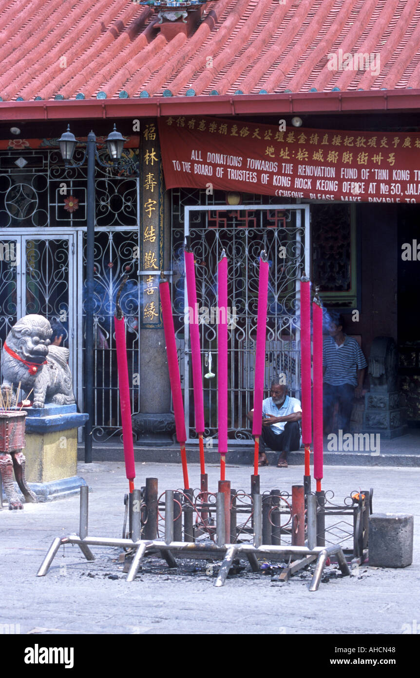 Giant incense sticks in Kuan Yin Teng also called the Pitt Street Temple Penang Malaysia Stock