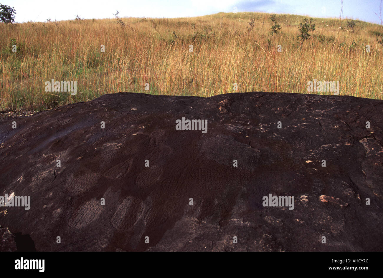 Roche des Mystiques Ancient pictographs Stock Photo