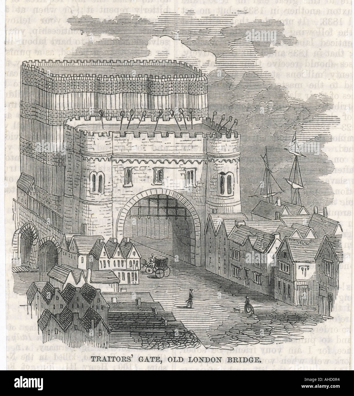 Old London Bridge Heads Stock Photo Alamy