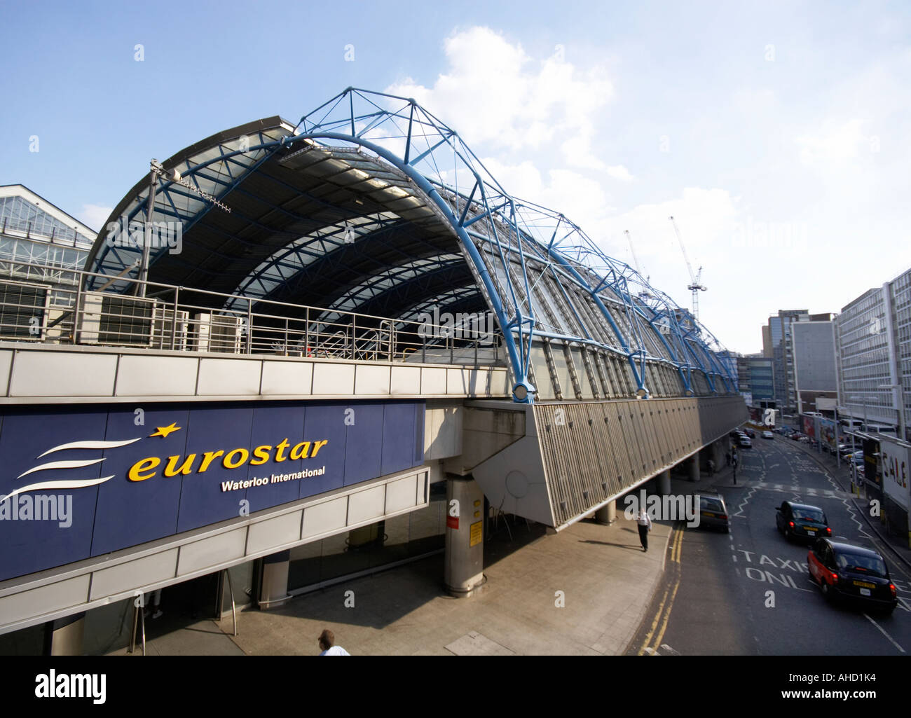 Exterior of the original Eurostar terminal at Waterloo station London (now at St Pancras) Stock Photo