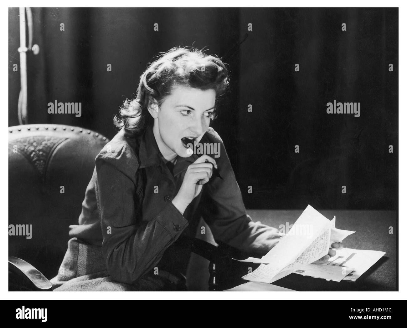 Composing A Letter 1940s Stock Photo