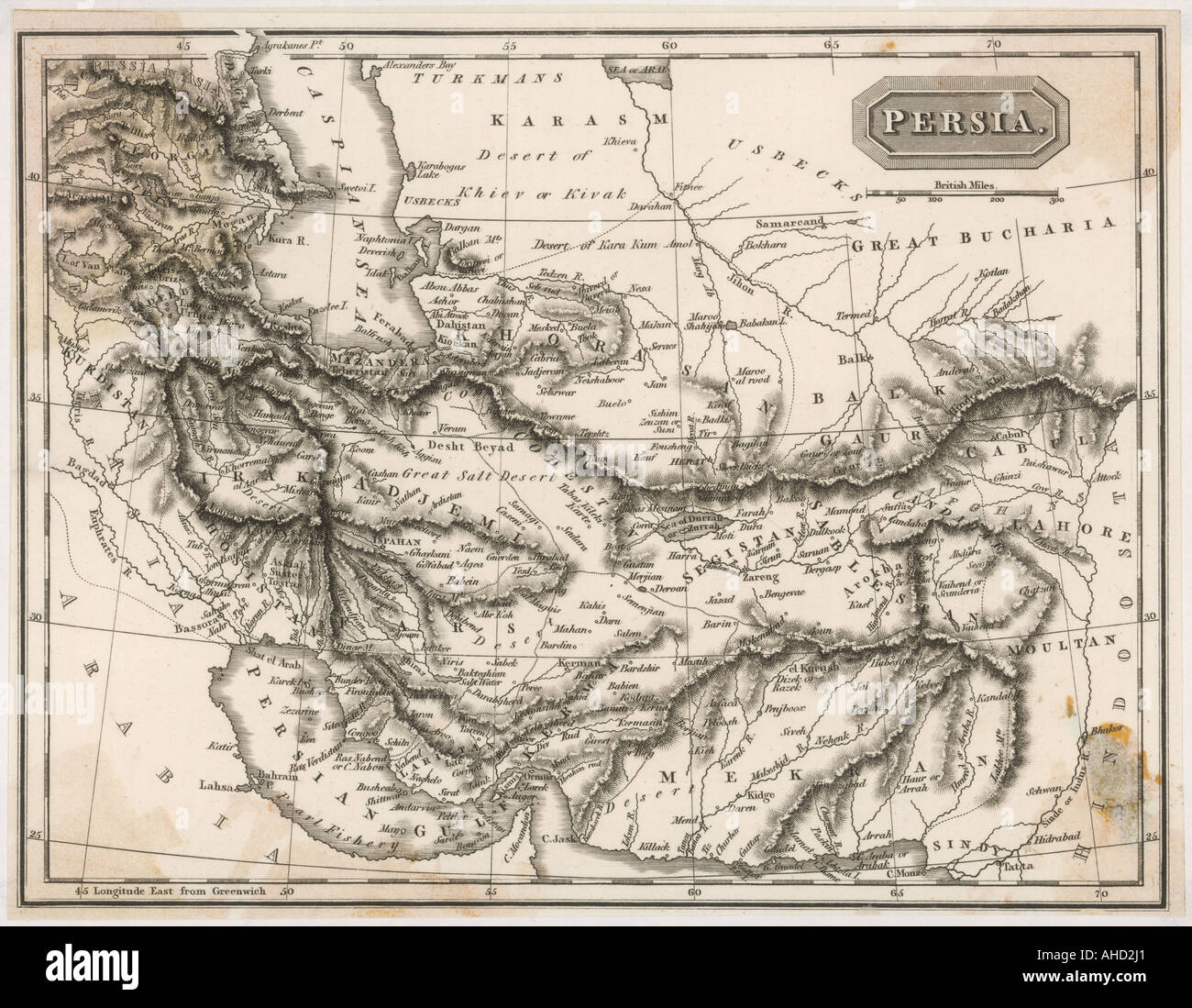 Map Asia Persia 19c Stock Photo