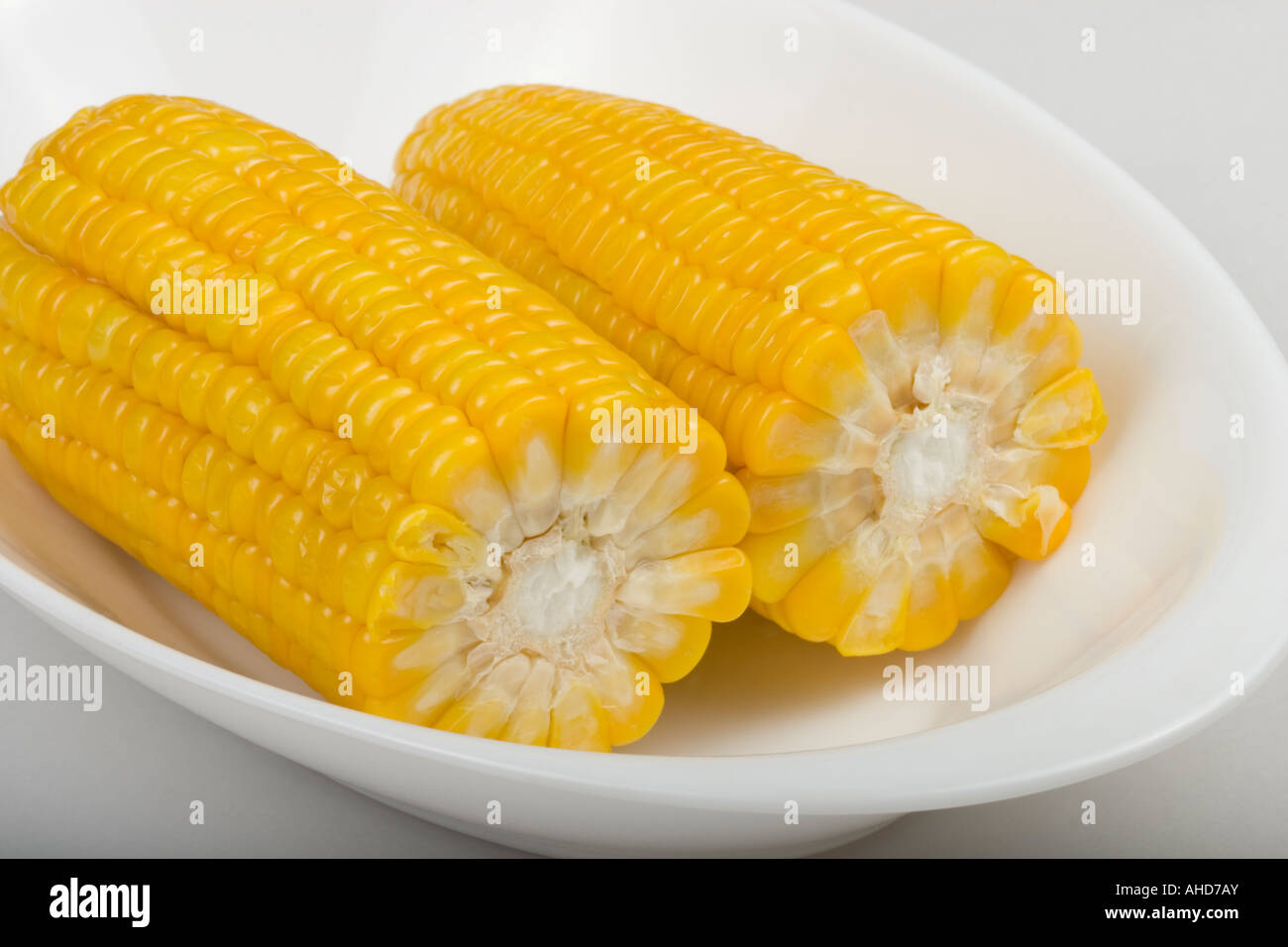 Indian sweet corn in a white bowl. Taken under studio lights Stock Photo