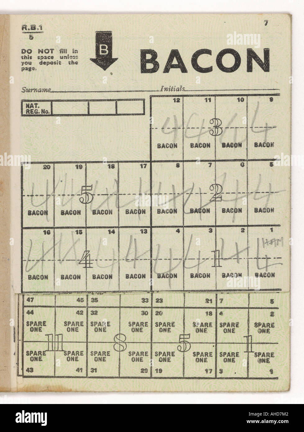 Bacon Ration Coupons Stock Photo