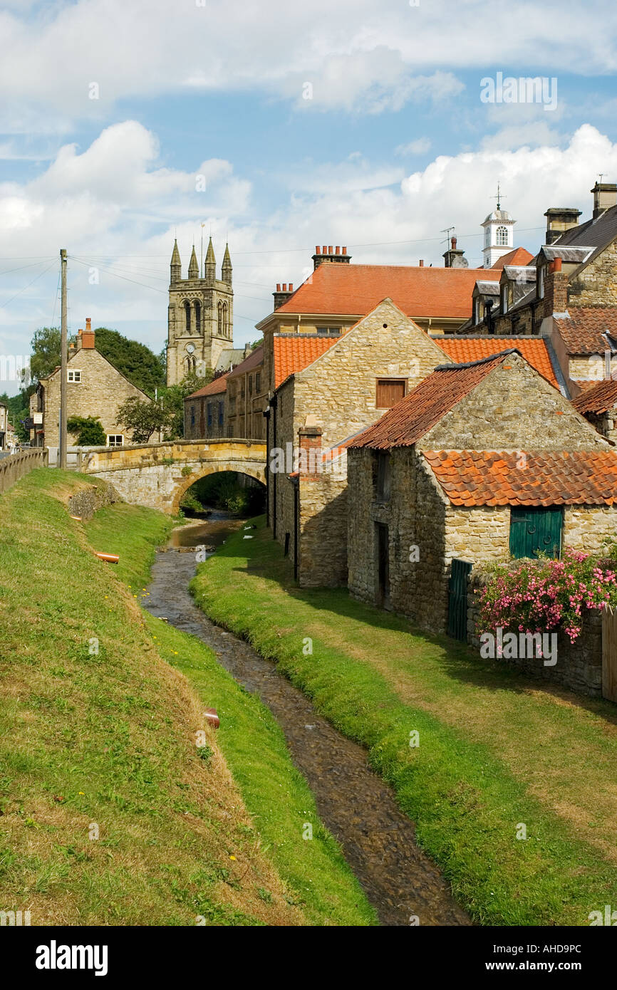 Church and stream Castlegate Helmsley North Yorkshire England Stock ...