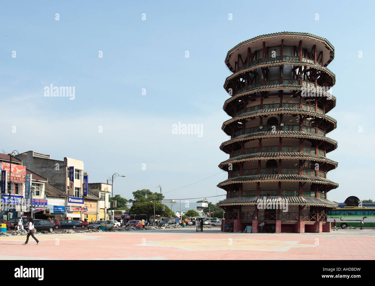 The leaning clock tower at Teluk Intan in Perak Malaysia. Stock Photo